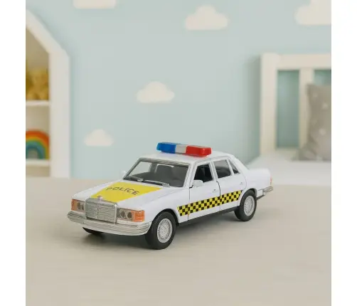 Classic Police Car Metal Drive Opening Doors White 1:32