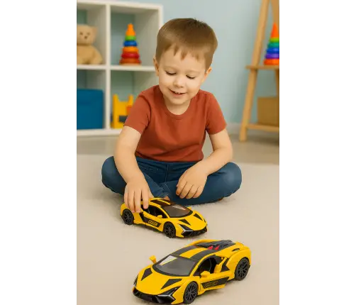 Racing Car Sports Metal Drive Opening Doors Yellow 1:32