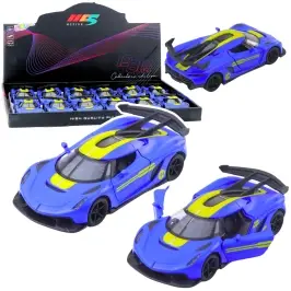 Sports Car Metal Race Drive Opening Doors Blue 1:32