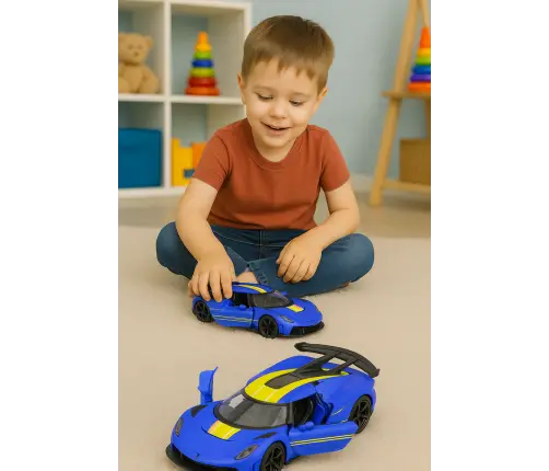 Sports Car Metal Race Drive Opening Doors Blue 1:32