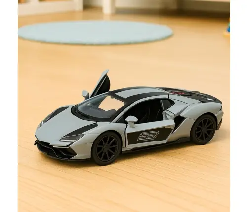 Sports Car Metal Race Drive Opening Doors Gray 1:32