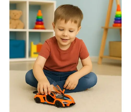 Sports Car Metal Drive Opening Doors Orange 1:32