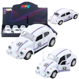 Classic Car Beetle Metal Drive Opening Doors White 1:32