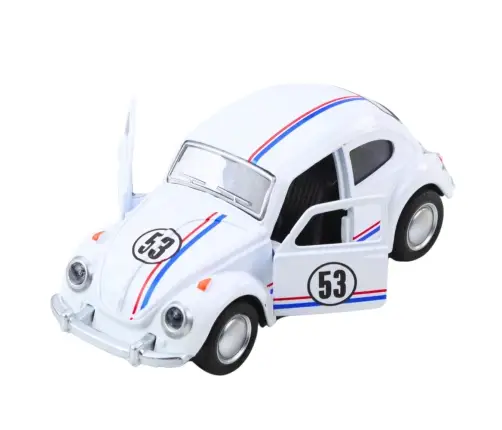 Classic Car Beetle Metal Drive Opening Doors White 1:32