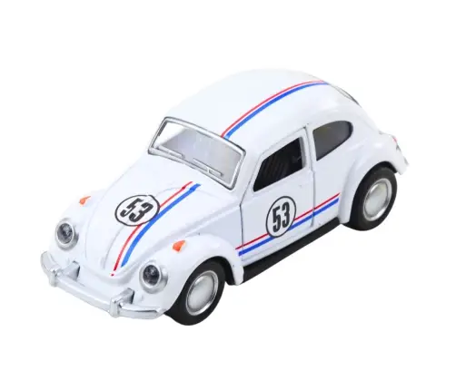 Classic Car Beetle Metal Drive Opening Doors White 1:32