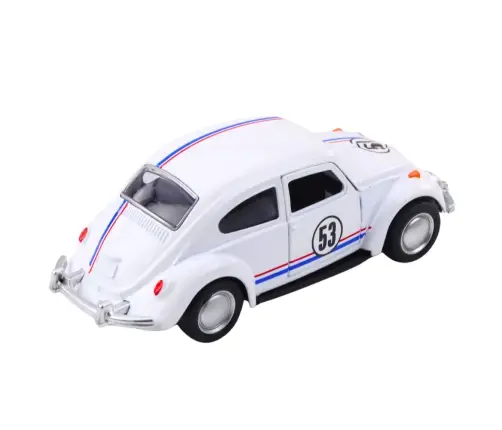 Classic Car Beetle Metal Drive Opening Doors White 1:32