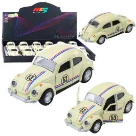 Classic Car Beetle Metal Drive Opening Doors Beige 1:32