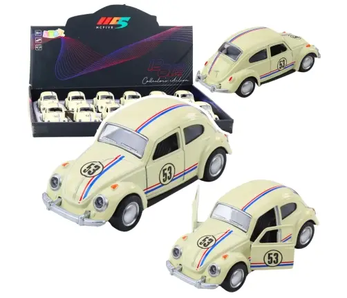 Classic Car Beetle Metal Drive Opening Doors Beige 1:32