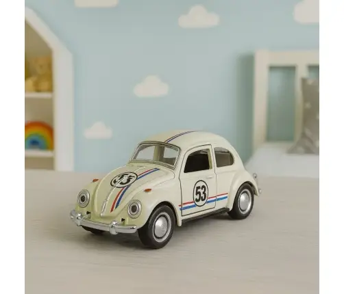 Classic Car Beetle Metal Drive Opening Doors Beige 1:32