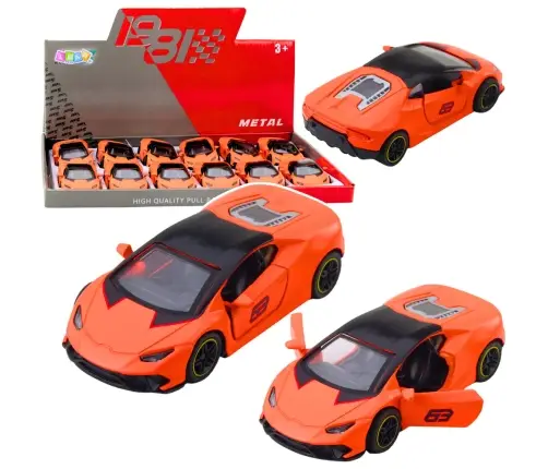 Sports Car Pull Back Metal Orange 1:43