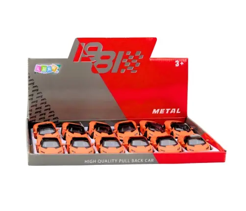 Sports Car Pull Back Metal Orange 1:43