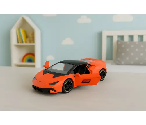 Sports Car Pull Back Metal Orange 1:43