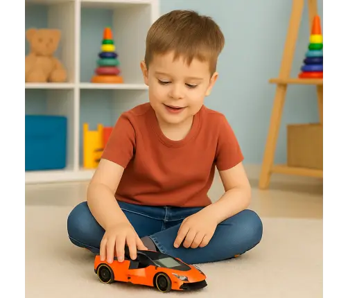 Sports Car Pull Back Metal Orange 1:43