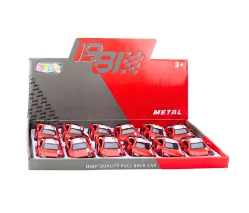 Sports Car Metal Pull Back Lights Sounds Red 1:43