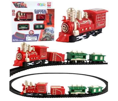 Classic Mini Train Battery Operated Locomotive Wagons With Tracks 13 pcs.