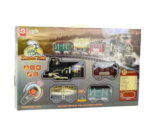 Electric Train Classic RC Train Lights Sounds Smoke 206 cm 24 pcs.