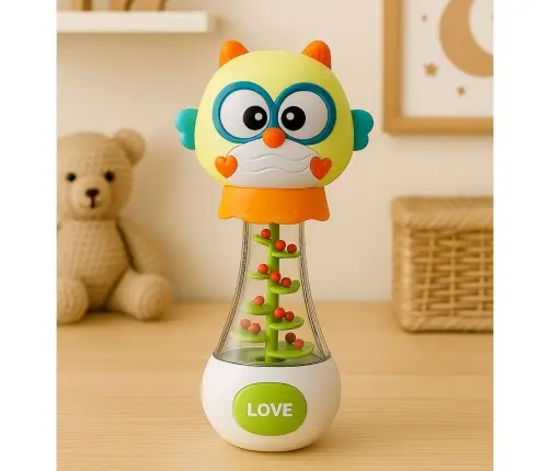 Owl Rattle Toy for Babies with Colorful Balls