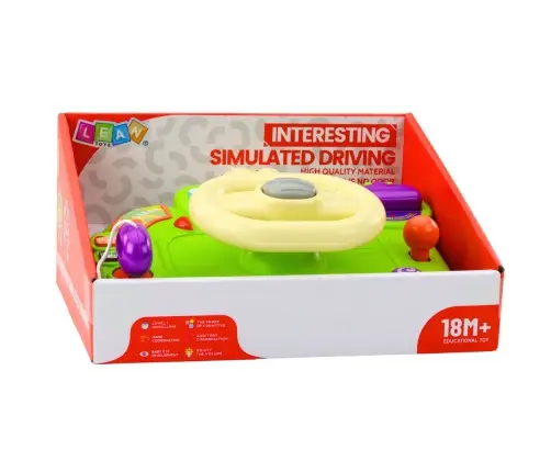 Interactive Steering Wheel For Kids Driving Simulator Lights Sounds Green