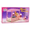 Doll Furniture Set: Canopy Bed, Nightstands, Lamps