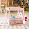 Doll Furniture Set: Canopy Bed, Nightstands, Lamps