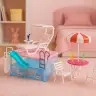 Summer Resort Doll Set with Pool, Slide, Sunbeds, and Umbrella