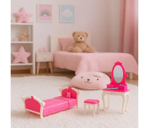 Doll's Bedroom Set Dressing Table Chair Bed