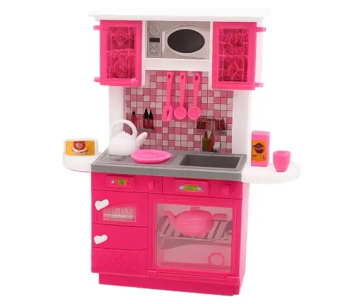 Doll Kitchen Set Fridge Oven Accessories Pink