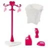 Doll Laundry Set Washing Machine Dryer Hanger Basket Pink