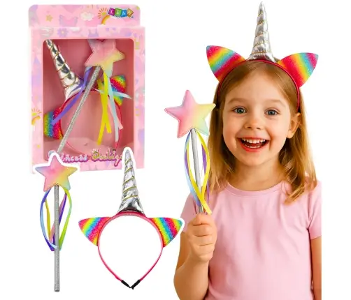 Unicorn Horn Ears Wand Hairband Set