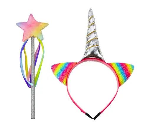 Unicorn Horn Ears Wand Hairband Set