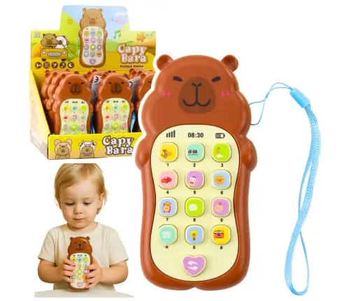 Children's Educational Phone Lights Sounds Melodies Capybara Brown