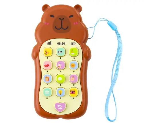 Children's Educational Phone Lights Sounds Melodies Capybara Brown