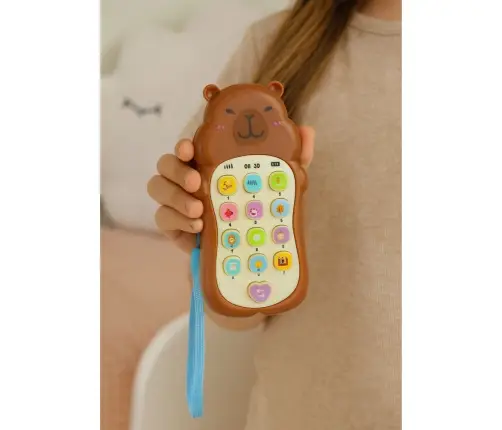Children's Educational Phone Lights Sounds Melodies Capybara Brown