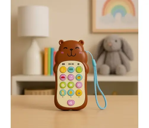 Children's Educational Phone Lights Sounds Melodies Capybara Brown