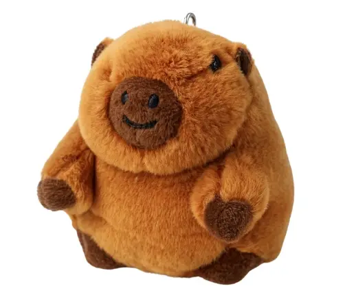 Plush Capybara with a Wiggle Tail Keychain 9 x 8 cm