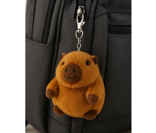 Plush Capybara with a Wiggle Tail Keychain 9 x 8 cm