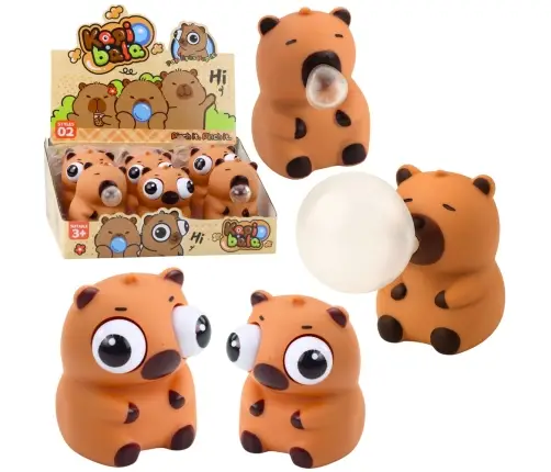 Capybara Anti-Stress Squishy with Bubble Pop-Up Eyes Brown 8.5 cm