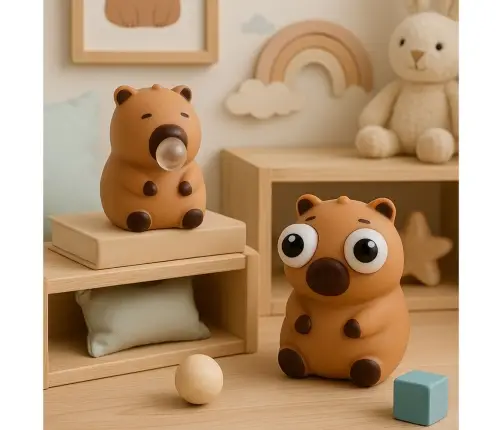 Capybara Anti-Stress Squishy with Bubble Pop-Up Eyes Brown 8.5 cm