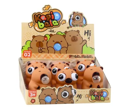 Capybara Anti-Stress Squishy with Bubble Pop-Up Eyes Brown 8.5 cm