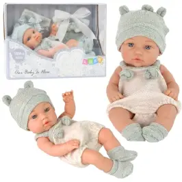 Baby Doll, Gray Outfit, Hat, Bib, 18 cm Baby Doll, Gray Outfit, Hat, Bib, 18 cm