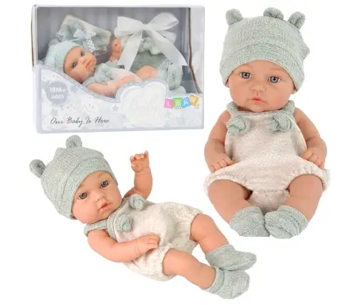 Baby Doll, Gray Outfit, Hat, Bib, 18 cm