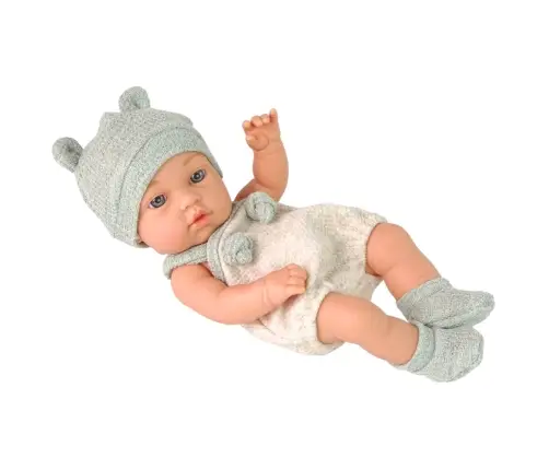 Baby Doll, Gray Outfit, Hat, Bib, 18 cm