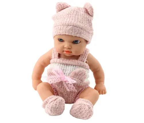 Baby Doll with Blanket, White and Pink Clothes, Hat, 18 cm