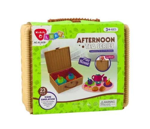 Tea Set in a Basket Cups Plates Sweets 23 pcs.