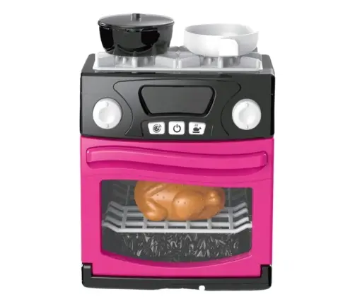 Spielküche mit Backofen, Lebensmitteln, Lichtern, Geräuschen, Rosa