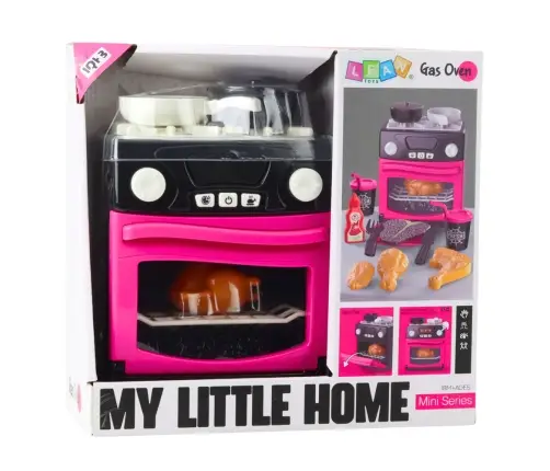 Spielküche mit Backofen, Lebensmitteln, Lichtern, Geräuschen, Rosa