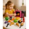 Microwave Toy For Kids Food 360 Rotation Lights Sounds Pink