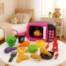 Microwave Toy For Kids Food 360 Rotation Lights Sounds Pink