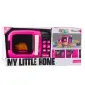 Microwave Toy For Kids Food 360 Rotation Lights Sounds Pink
