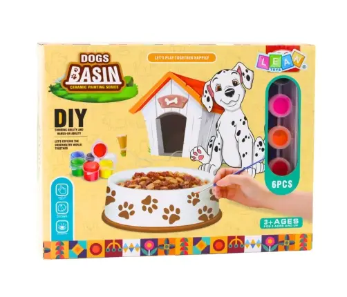 Creative Set Dog Bowl For Painting Paints Brushes DIY 6 pcs.